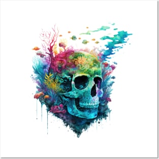 Psychedelic Underwater Skull Posters and Art